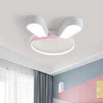 Contemporary Creative Kids Rabbit Iron Acrylic LED Flush Mount Ceiling Light For Bedroom