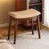 Traditional Vintage PU Leather Upholstered Wood Square Footstool For Entryways