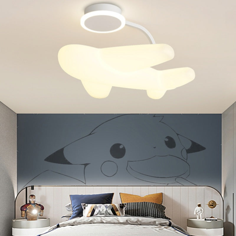 Modern Simplicity Kids Iron PE Airplane LED Semi-Flush Mount Ceiling Light For Bedroom