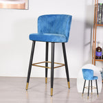 Modern Simplicity Ash Wood Iron Velvet Stainless Steel Sponge Square Bar Stool Backrest Footrest For Kitchen