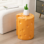 Contemporary Creative Kids Round Cylinder Cheese Resin Side Table For Bedroom