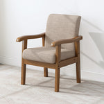 Modern Minimalist Square Upholstered Cotton Linen Fabric Solid Wood Chair For Living Room