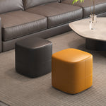 Modern Minimalist Square Microfiber Leather Solid Wood Low Stool Backless Armless For Living Room