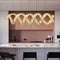 Modern Luxury Stainless Steel Crystal Double Loop Wave LED Chandelier For Dining Room