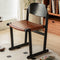 Traditional Vintage Square Oval Leather Wood Dining Chair Backrest Armless For Dining Room