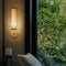 Traditional Japanese Oval Hand Woven Bamboo Fabric Metal 1-Light Wall Sconce Lamp For Bedroom