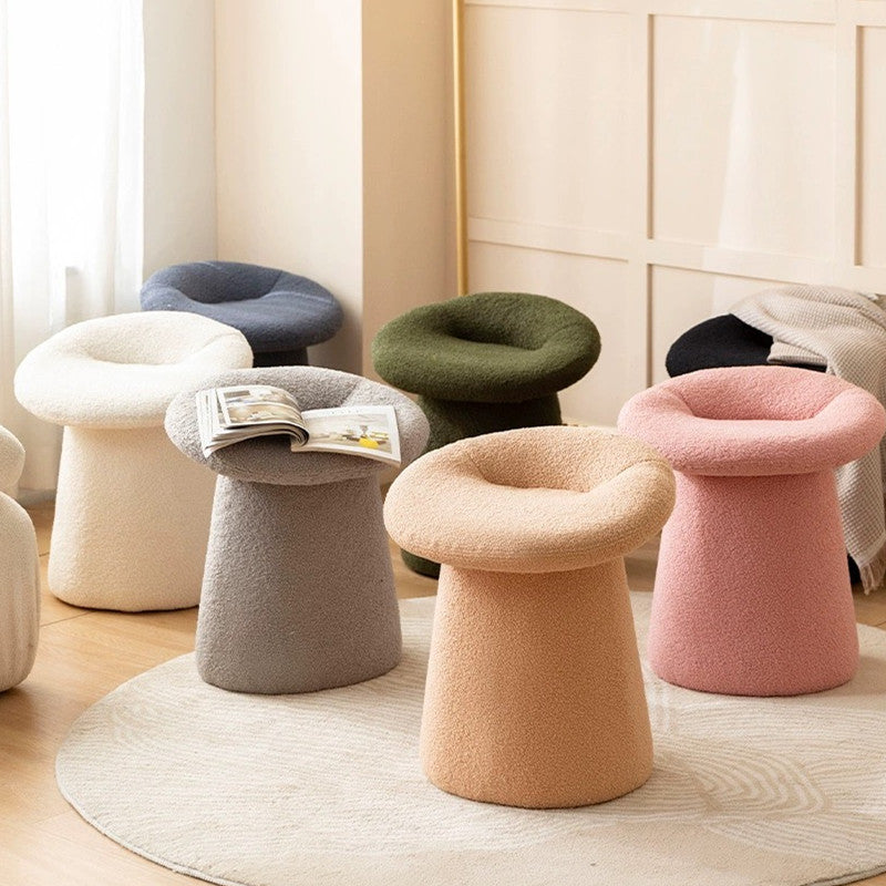 Modern Minimalist Flat Mushroom Metal Lambswool Foam Chair For Living Room