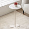 Modern Minimalist Round Tabletop Iron Marble Solid Wood Side Table 1-Leg For Living Room