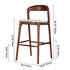 Contemporary Retro Square Solid Wood Frame Leather Upholstered Bar Stool Low Back Footrest For Dining Room