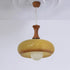 Traditional Vintage Wood Glass Round 1-Light Pendant Light For Dining Room