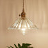 Traditional Vintage Round Cone Brass Glass 1-Light Pendant Light For Living Room