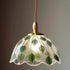 Traditional Vintage Round Leaf Copper Glass 1-Light Pendant Light For Living Room