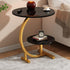 Modern Simplicity Round C Shape Plate Carbon Steel End Table 2-Tier For Living Room