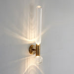 Modern Minimalist Cylinder Striped Glass Iron LED Wall Sconce Lamp For Living Room