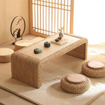 Traditional Japanese Rectangular Rattan Wooden Frame Tatami Coffee Table For Living Room