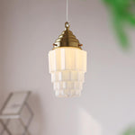 Modern Art Deco Irregular Cylinder Iron Glass 1-Light Pendant Light For Bedroom