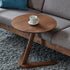 Modern Minimalist Round V-Shape Base Wood Side Table For Living Room