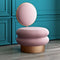 Contemporary Creative Round Fabric Iron Vanity Stool Backrest Armless For Bedroom