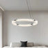 Contemporary Simplicity Frosted Glass Circle Ring Copper Acrylic LED Chandelier For Living Room