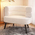 Contemporary Nordic Round Lambswool Upholstered Vanity Stool Backrest Armrest For Bedroom