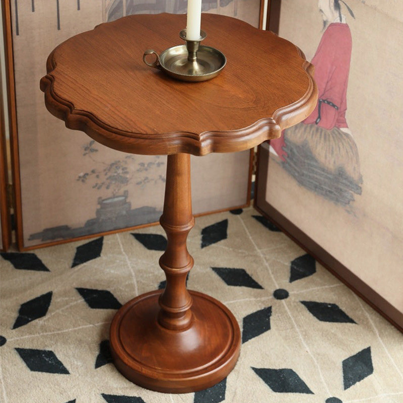 Traditional Vintage Round Lace Wood Coffee Table For Living Room