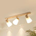 Traditional Vintage Wood Glass Trumpet Shade 1/2/3/4-Light Semi-Flush Mount Ceiling Light For Living Room