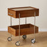 Contemporary Retro Rectangular Wood Stainless Steel Side Table 2-Tier Movable For Living Room