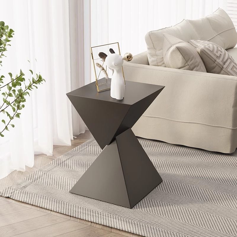 Modern Minimalist Square Funnel Metal End Table For Living Room