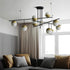 Modern Mid-Century Iron Linear Glass Bubble Shade 3/9-Light Island Light Chandelier For Dining Room