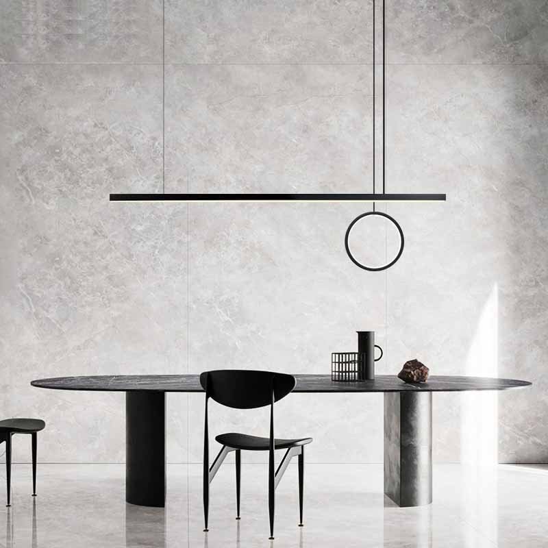 Modern Minimalist Strip Circle Brass Acrylic LED Island Light Chandelier For Dining Room