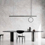 Modern Minimalist Strip Circle Brass Acrylic LED Island Light Chandelier For Dining Room