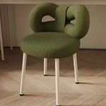 Contemporary Nordic Lambswool Round Vanity Stool Butterfly Backrest For Bedroom