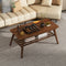 Modern Minimalist Rectangular Wood Coffee Table 2-Tier For Living Room