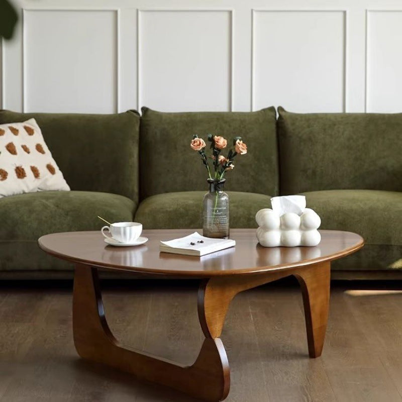 Traditional Japanese Triangle Rubber Wood Coffee Table For Living Room