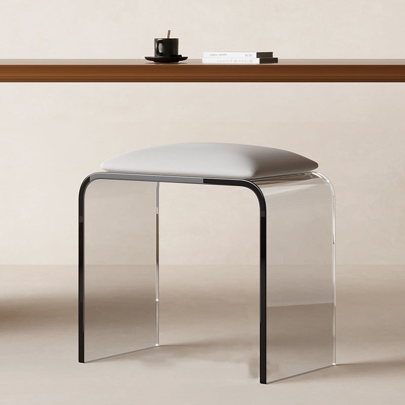 Modern Minimalist Rectangular Acrylic Leather Vanity Stool For Bedroom