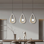 Traditional Japanese Iron Polystyrene Teardrop Shape 1-Light Pendant Light For Dining Room