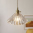 Traditional Vintage Round Cone Brass Glass 1-Light Pendant Light For Living Room