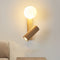 Contemporary Scandinavian Rectangular Orb Cylinder Wood PE LED Wall Sconce Lamp For Bedroom
