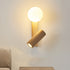 Contemporary Scandinavian Rectangular Orb Cylinder Wood PE LED Wall Sconce Lamp For Bedroom