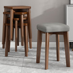 Modern Minimalist Square Upholstered Wood Technology Cloth Dining Chair Backless For Dining Room