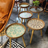 Traditional Rustic Handmade Shell Round Wood Rattan Side Table For Living Room