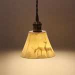 Traditional Farmhouse Ceramic Landscape Deer Bell 1-Light Pendant Light For Bedroom