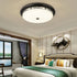 Traditional Chinese Iron Circular Glass Shade LED Flush Mount Ceiling Light For Hallway