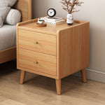 Traditional Chinese Rectangular Wood Density Panel Nightstand 2-Drawer For Bedroom