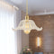 Traditional Japanese Brass Flower Glass Shade 1-Light Pendant Light For Living Room