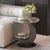 Modern Minimalist Round Iron Slate Coffee Table Two Tier For Living Room