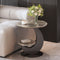 Modern Minimalist Round Iron Slate Coffee Table Two Tier For Living Room