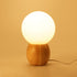 Contemporary Scandinavian Orb Glass Wood Base 1-Light Table Lamp For Bedroom