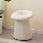 Contemporary Scandinavian Lambswool Round Vanity Stool For Bedroom