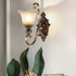 Traditional Rustic Frosted Glass Flower Shade Iron Resin 1/2 Light Wall Sconce Lamp For Bedroom